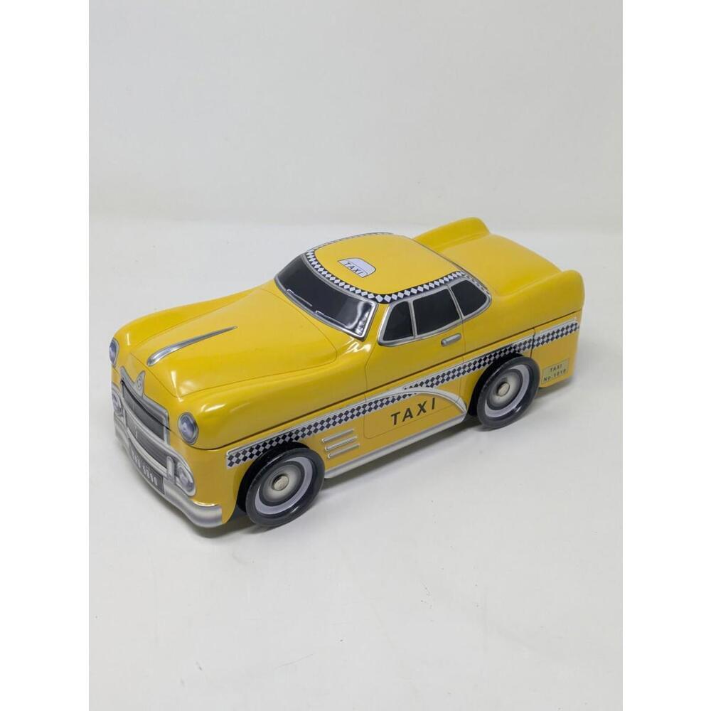 The Silver Crane Co Ltd Tin TAXI Storage Container w/ Lid Yellow Checker Cab